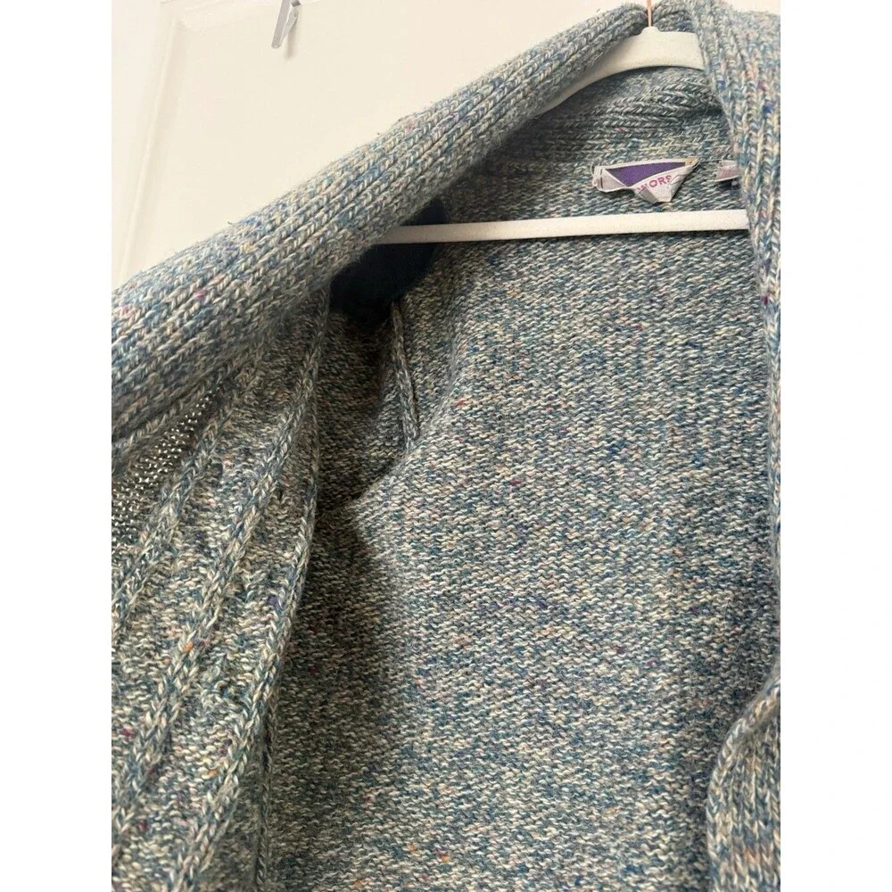 Honors Womens M Marled Wool Blend Cardigan Shawl Collar Cable Knit Vintage